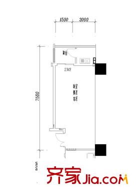 大明宮寓戶型圖1#樓1單元戶型 1室1廳1衛(wèi)1廚