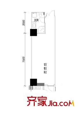 大明宮寓戶型圖1#樓1單元戶型 1室1廳1衛(wèi)1廚
