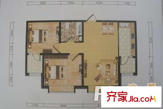 省三建公司家屬院 2室 戶型圖