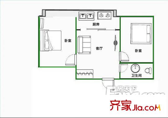 電機廠家屬院戶型圖機電廠家屬院 2室 戶型圖 2室2廳1衛(wèi)1廚