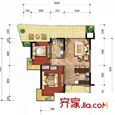 東方社區(qū) 2室 戶型圖