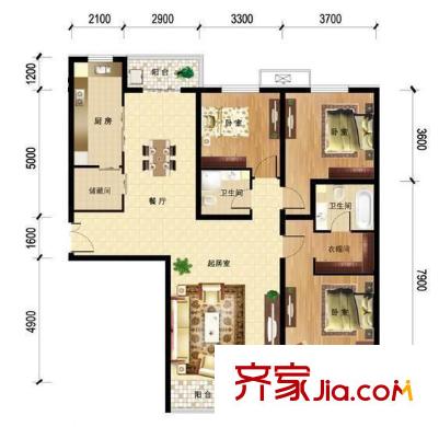 東方社區(qū) 3室 戶型圖