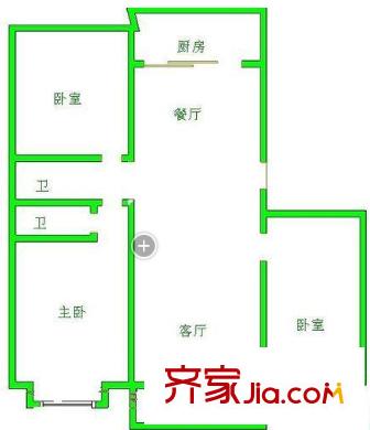  糖坊街單位家屬院 三室一廳 戶型圖