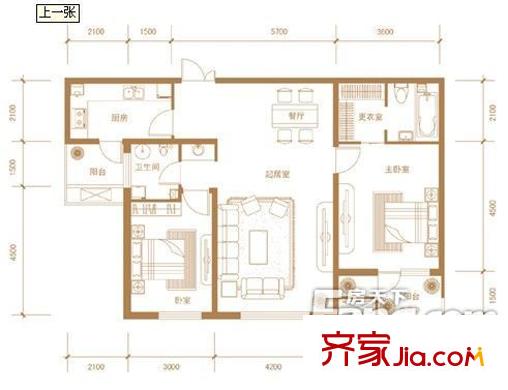 藍(lán)溪都市花園 2室 戶型圖