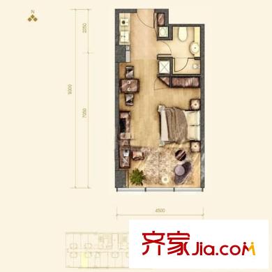 中建世紀領域 1室 戶型圖