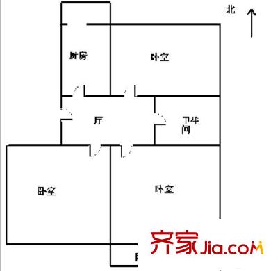 204研究所家屬院 3室 戶型圖