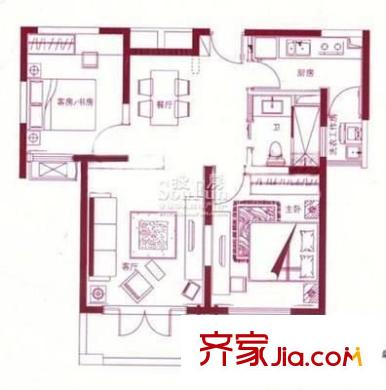黃河小區(qū) 2室 戶型圖