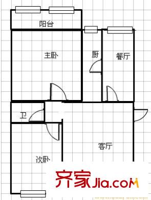怡和國際戶型圖7 2室2廳1衛(wèi)1廚