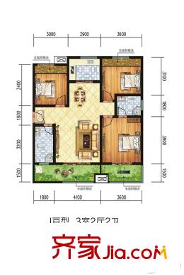 乾基九境城2期51號樓J戶型 3室2廳2衛(wèi)1廚