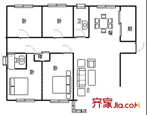 金花苑 3室 戶型圖