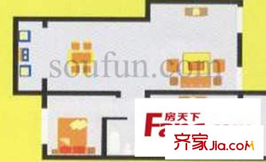 藍天大廈戶型圖2室2廳1衛(wèi)1廚