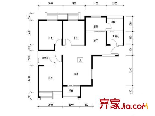  龍湖香醍國(guó)際社區(qū)配套公寓 3室 戶(hù)型圖