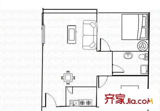 亞冠大廈 戶(hù)型圖 2室2廳1衛(wèi) 