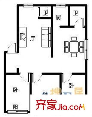 黃河小區(qū) 2室 戶型圖