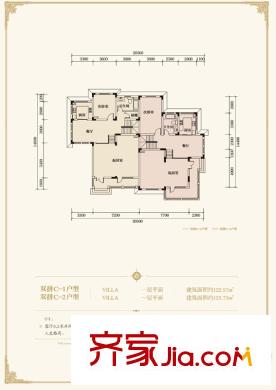 云中漫步雙拼C-1、C-2一層戶型 3室2廳2衛(wèi)2廚