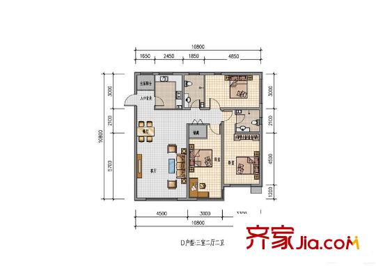 滹沱錦繡小區(qū) 2室 戶型圖