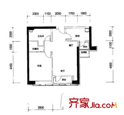 長泰金帝 1室 戶型圖