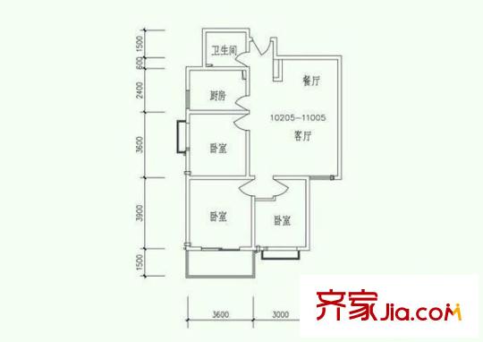 雅荷翠華小區(qū) 3室 戶型圖