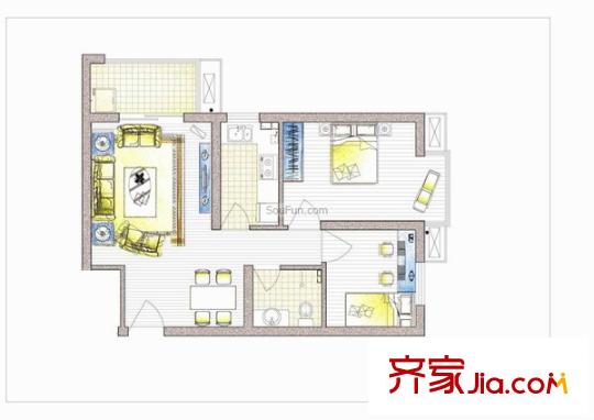 大洋時(shí)代國(guó)際 2室 戶型圖 