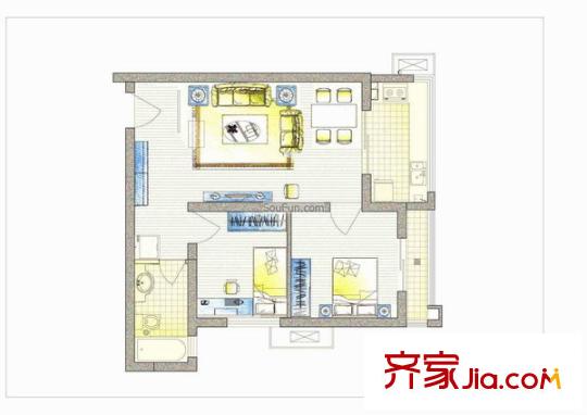 大洋時代國際 2室 戶型圖 