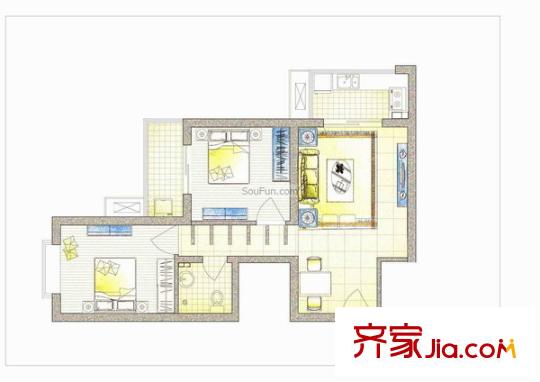 大洋時(shí)代國(guó)際 2室  戶型圖 