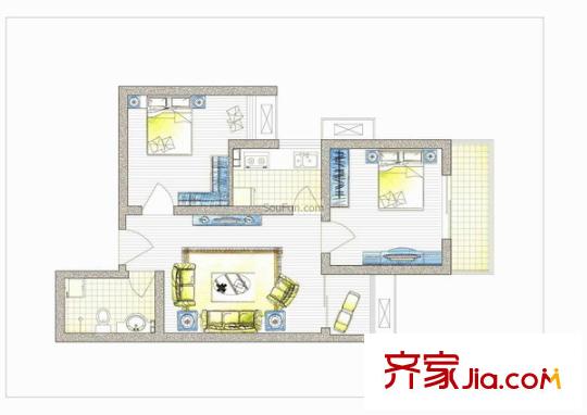 大洋時代國際 2室 戶型圖 
