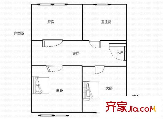 西化小區(qū) 2室 戶型圖