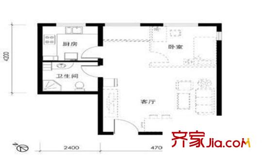 雀巢公寓 1室 戶型圖