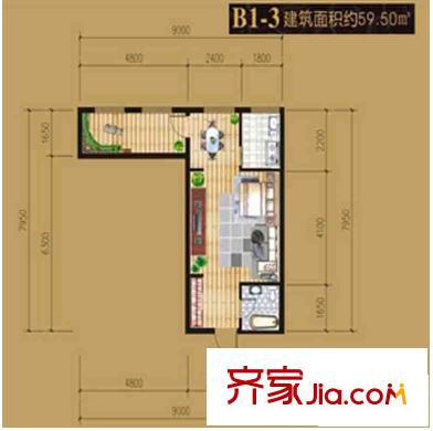 雀巢公寓 1室 戶型圖