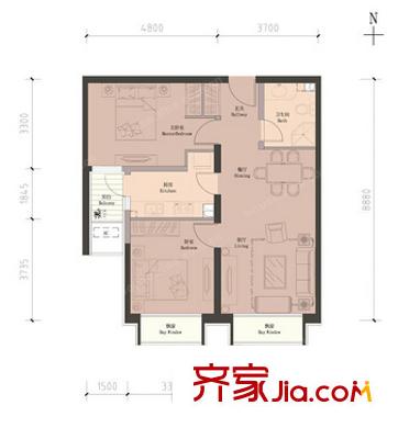 長泰金帝 2室 戶型圖