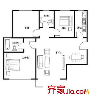 工商干部新村 3室 戶型圖