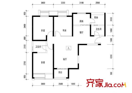 龍湖香醍國(guó)際社區(qū)配套公寓 3室 戶(hù)型圖