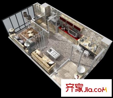 高新品閣戶型圖A 1室1廳1衛(wèi)1廚