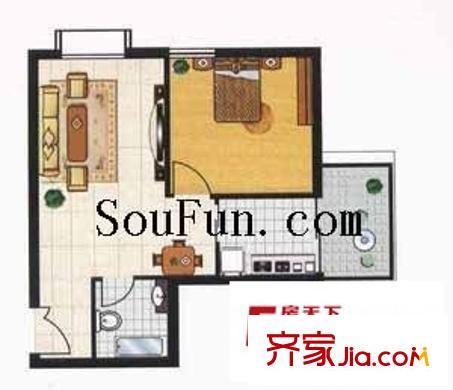 崇立金世園 1室 戶型圖