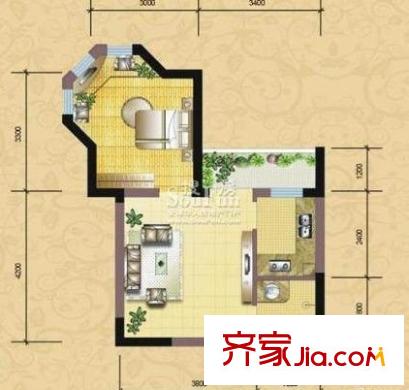 東關(guān)小區(qū) 戶型圖  1室1廳1衛(wèi)