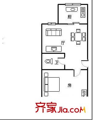 東關(guān)小區(qū) 戶型圖 1室2廳1衛(wèi) 