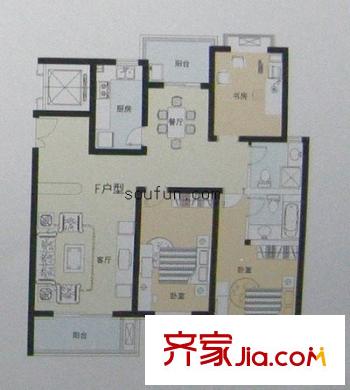 紫薇康馨公寓戶型圖3室2廳2衛(wèi)1廚