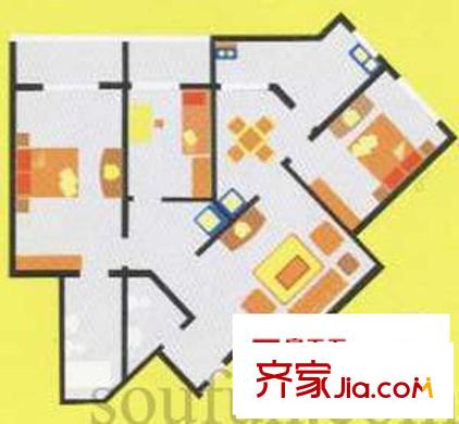 藍(lán)天大廈戶型圖3室2廳2衛(wèi)1廚