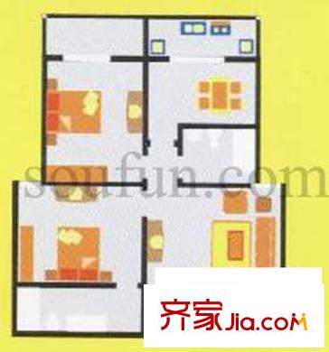 藍天大廈戶型圖2室2廳1衛(wèi)1廚