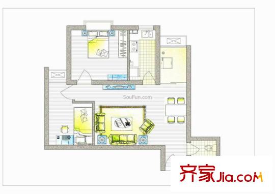 大洋時(shí)代國(guó)際 1室 戶型圖 