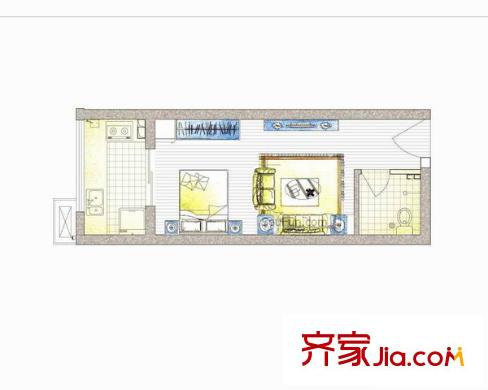 大洋時代國際 1室 戶型圖 