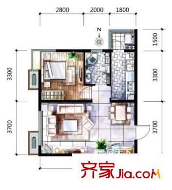 云峰大廈北關(guān) 1室 戶型圖