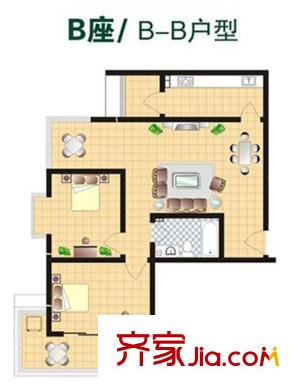 春天花園 2室 戶型圖