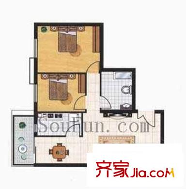崇立金世園 2室 戶型圖