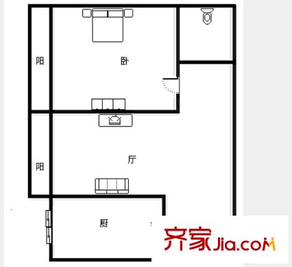 萬福大廈 1室 戶型圖