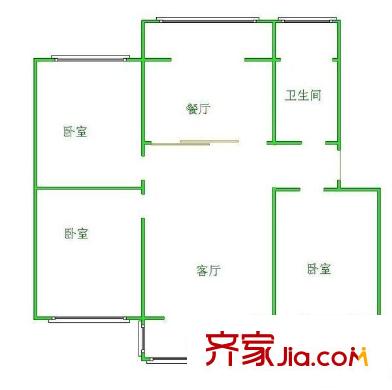 東關(guān)小區(qū) 戶型圖 3室2廳1衛(wèi) 
