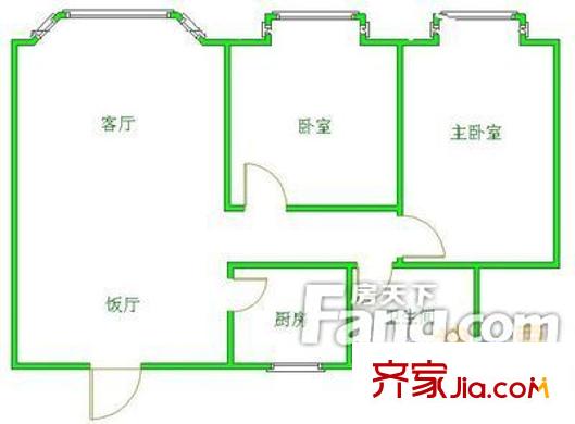 藍(lán)天華庭  2室  戶型圖