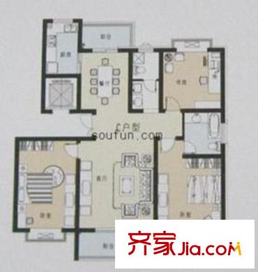 紫薇康馨公寓戶型圖3室2廳2衛(wèi)1廚