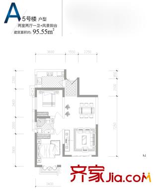 東城新一家二期5號樓A戶型 2室2廳1衛(wèi)1廚