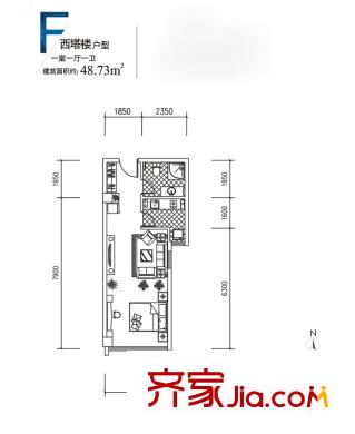 東城新一家精裝公寓F戶型 1室1廳1衛(wèi)1廚